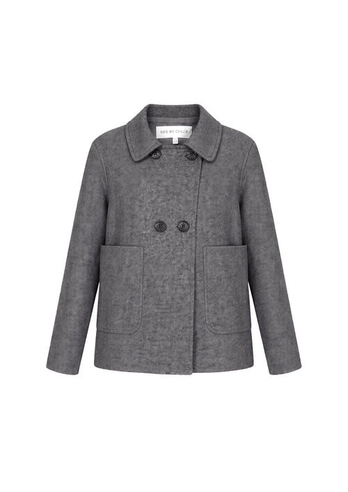GREY TWEED PEA JACKET