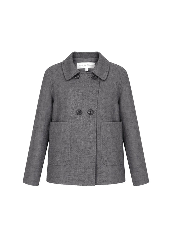 GREY TWEED PEA JACKET