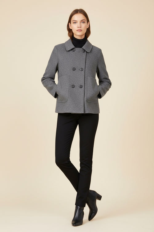 GRAUES TWEED-ERBSENJACKE