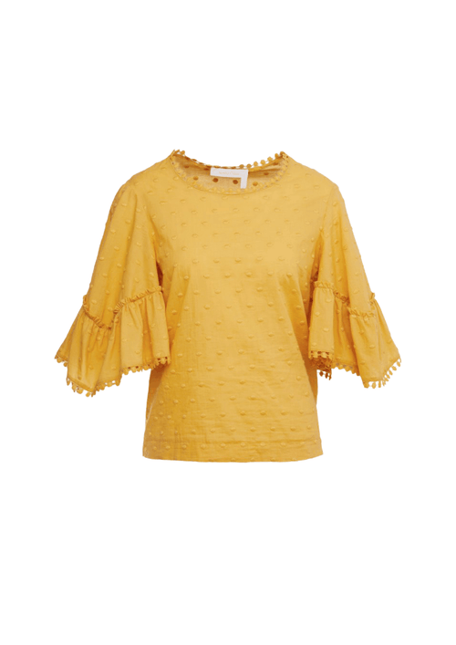 YELLOW BLOUSE WITH BELL SLEEVES