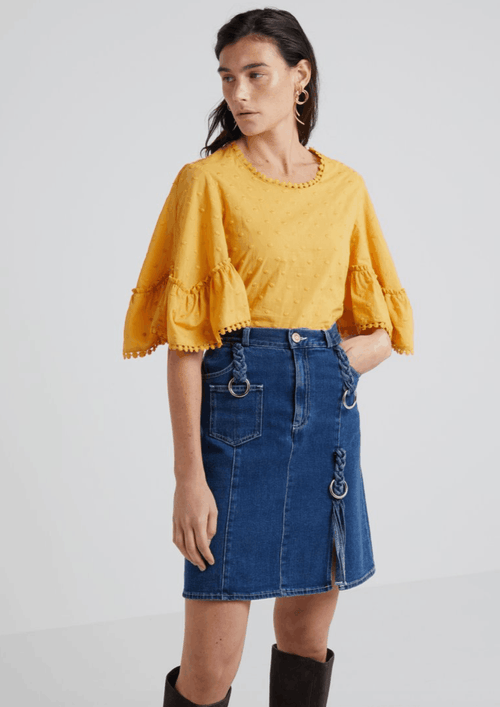 YELLOW BLOUSE WITH BELL SLEEVES