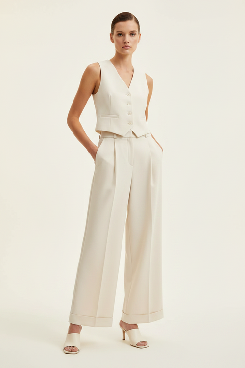MILK BEIGE LARGE TROUSERS