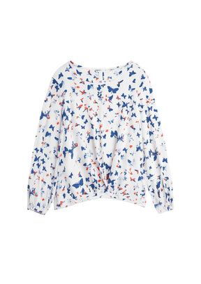 WEISSE BLUSE MIT SCHMETTERLINGEN