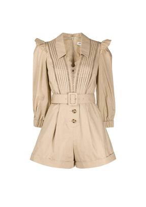 BEIGE LACE-TRIM PLAYSUIT