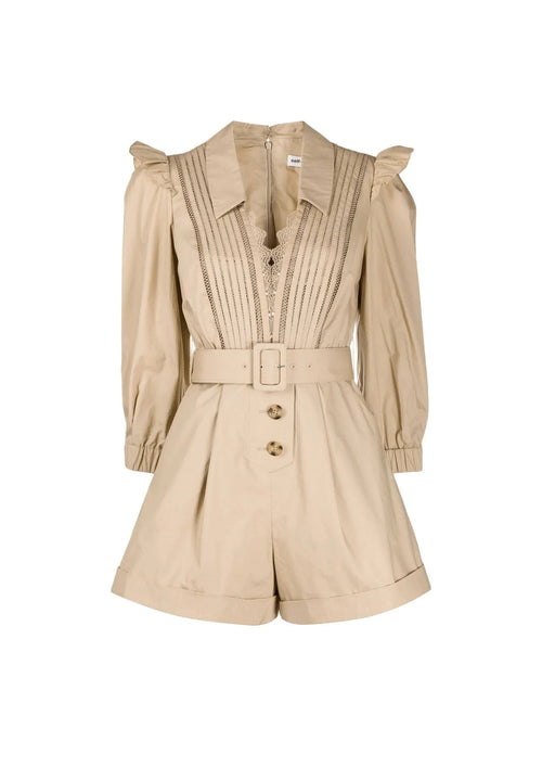 BEIGE LACE-TRIM PLAYSUIT