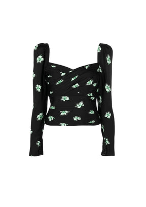TOP IMPRIMÉ FLEURS NOIRES