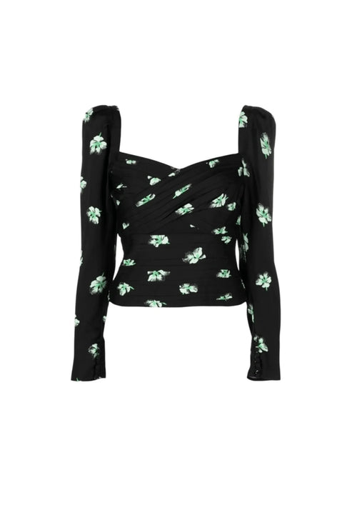 BLACK FLORAL PRINTED TOP
