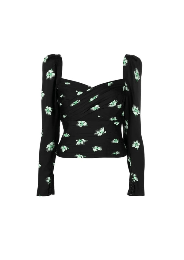 BLACK FLORAL PRINTED TOP