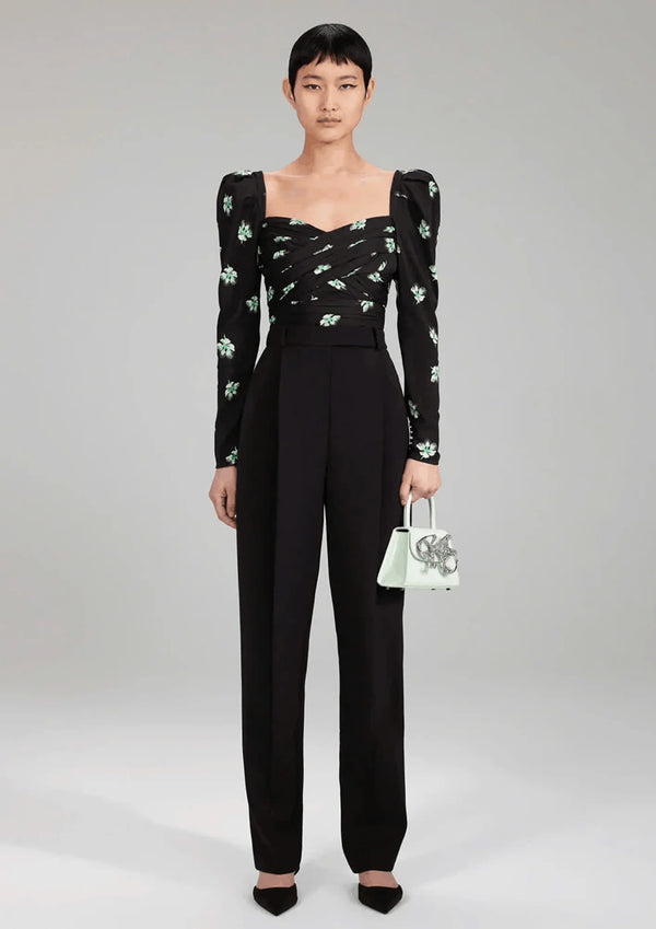 BLACK FLORAL PRINTED TOP