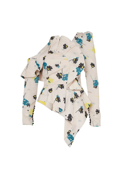 Haut fleuri asymétrique rose