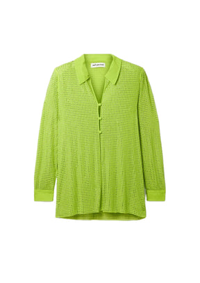 GRÜNES MESH-SHIRT MIT KRISTALLVERZIERUNG