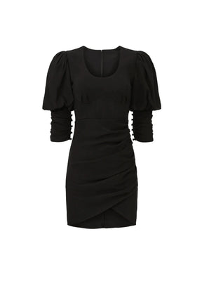 SCHWARZES KLEID MIT PUFFÄRMELN
