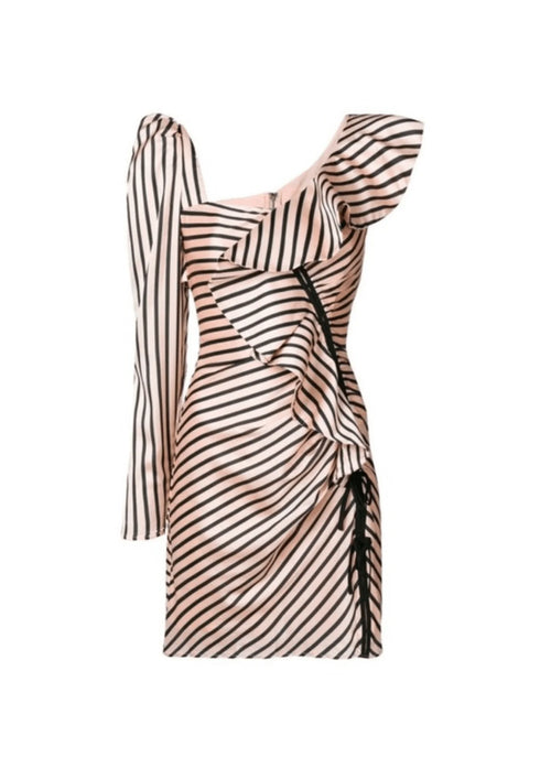 ROBE ASYMÉTRIQUE À VOLANTS