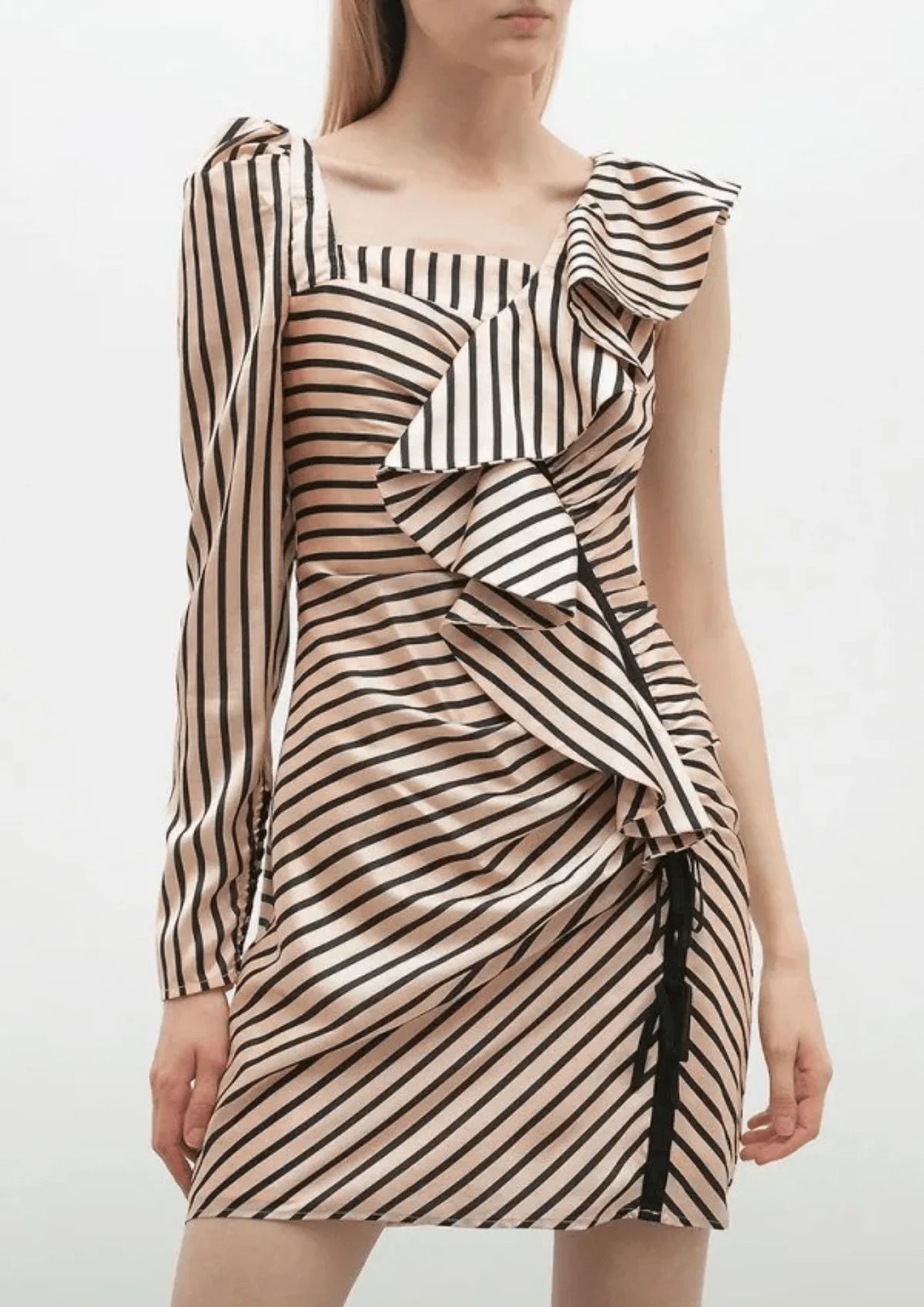 RUFFLED ASYMMETRIC DRESS