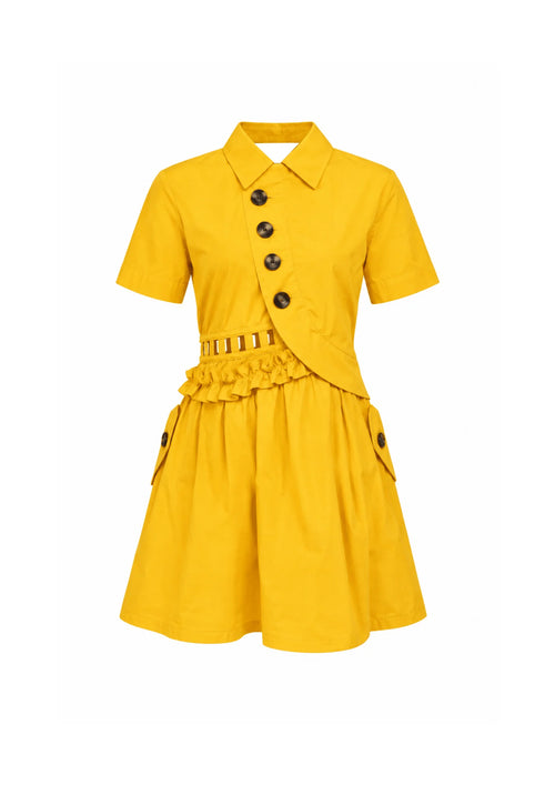 YELLOW CUT-OUT MINI DRESS