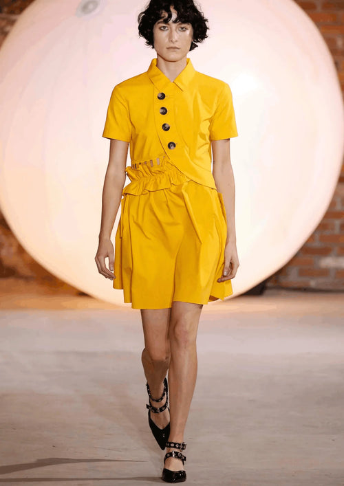 YELLOW CUT-OUT MINI DRESS