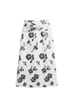 JUPE MIDI À PAILLETTES ET À MOTIFS FLORAUX