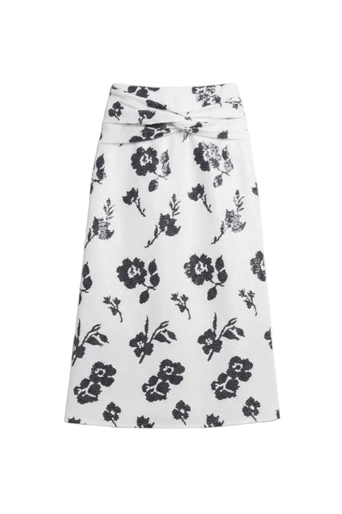SEQUINED FLORAL MIDI SKIRT