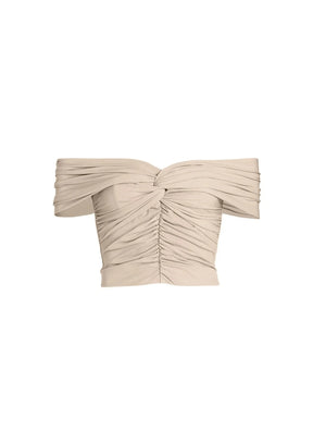 TAUPE OFF-THE-SHOULDER TOP