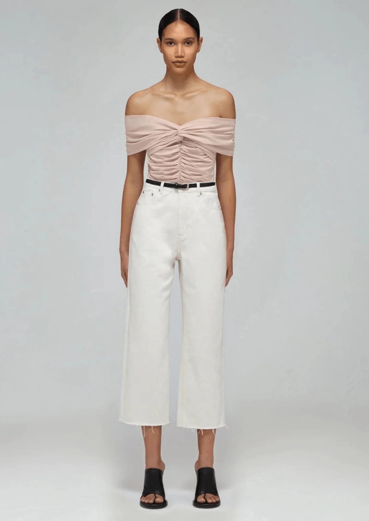 TAUPE OFF-THE-SHOULDER TOP