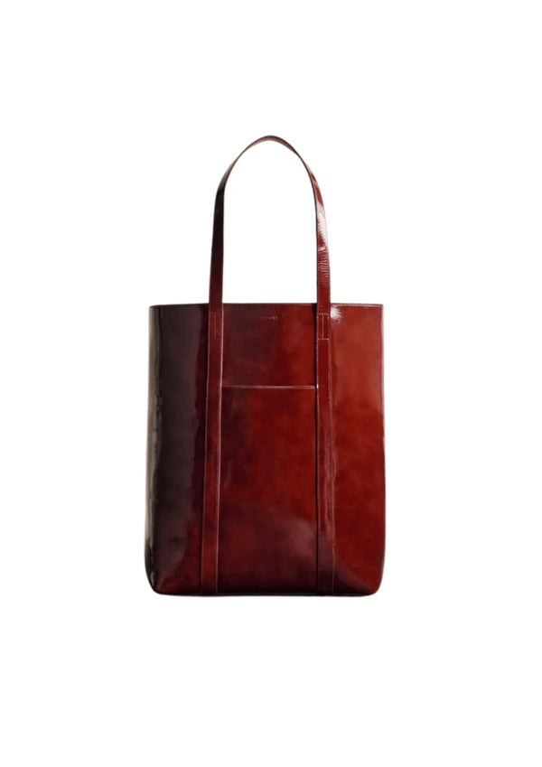 VINYL BROWN TOTE BAG