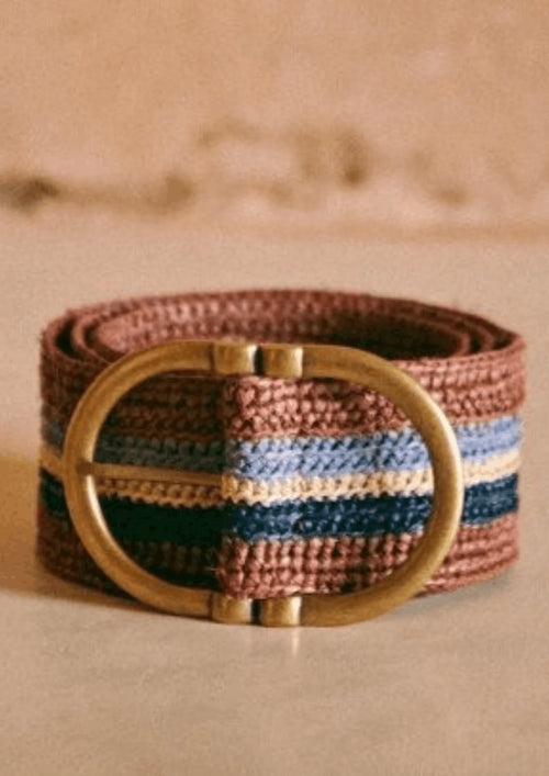 MULTICOLORED RAPHIA FETICHE BELT