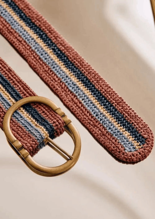 MULTICOLORED RAPHIA FETICHE BELT
