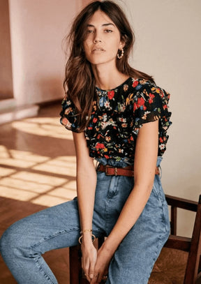 BLACK ESTER FLORAL BLOUSE