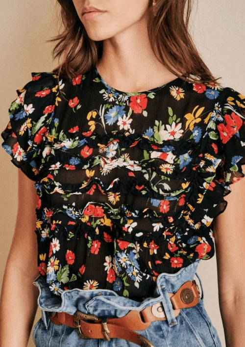 BLACK ESTER FLORAL BLOUSE
