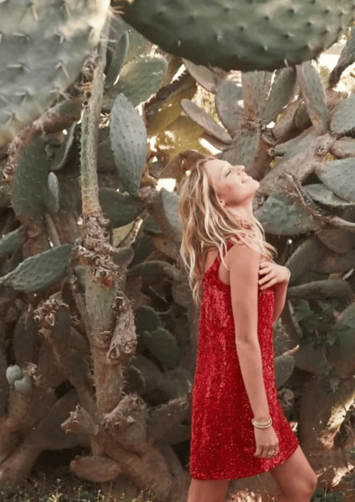 RED SEQUINED DRESS