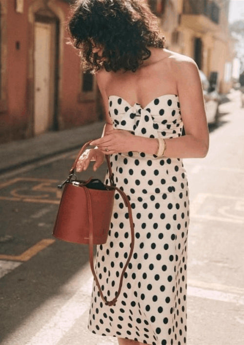 BEATRIZ POLKA-DOT MIDI DRESS