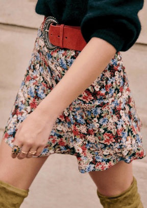 MINI-JUPE NOUR À FLEURS