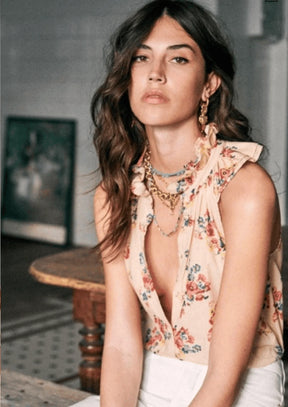 BEIGE FLORAL CHARLOTTE TOP