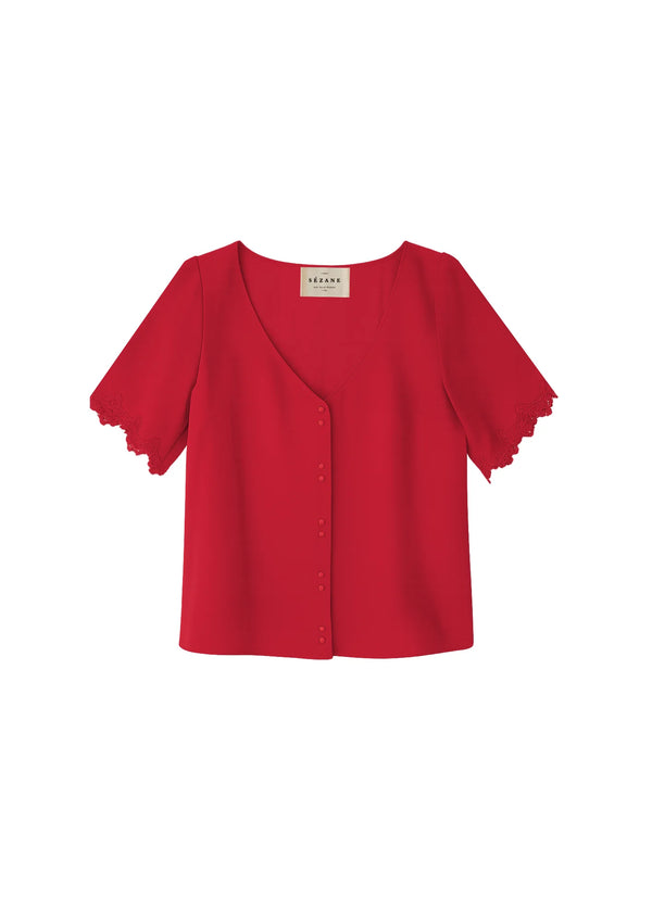 RED ARETHA BLOUSE