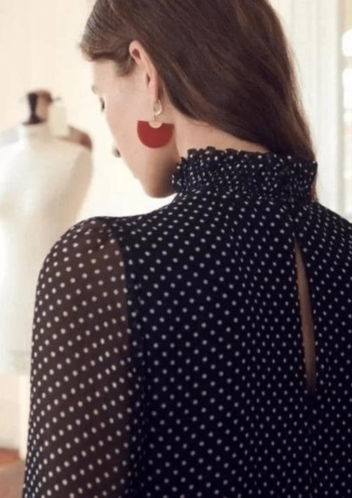 Robe noire olivia à polka
