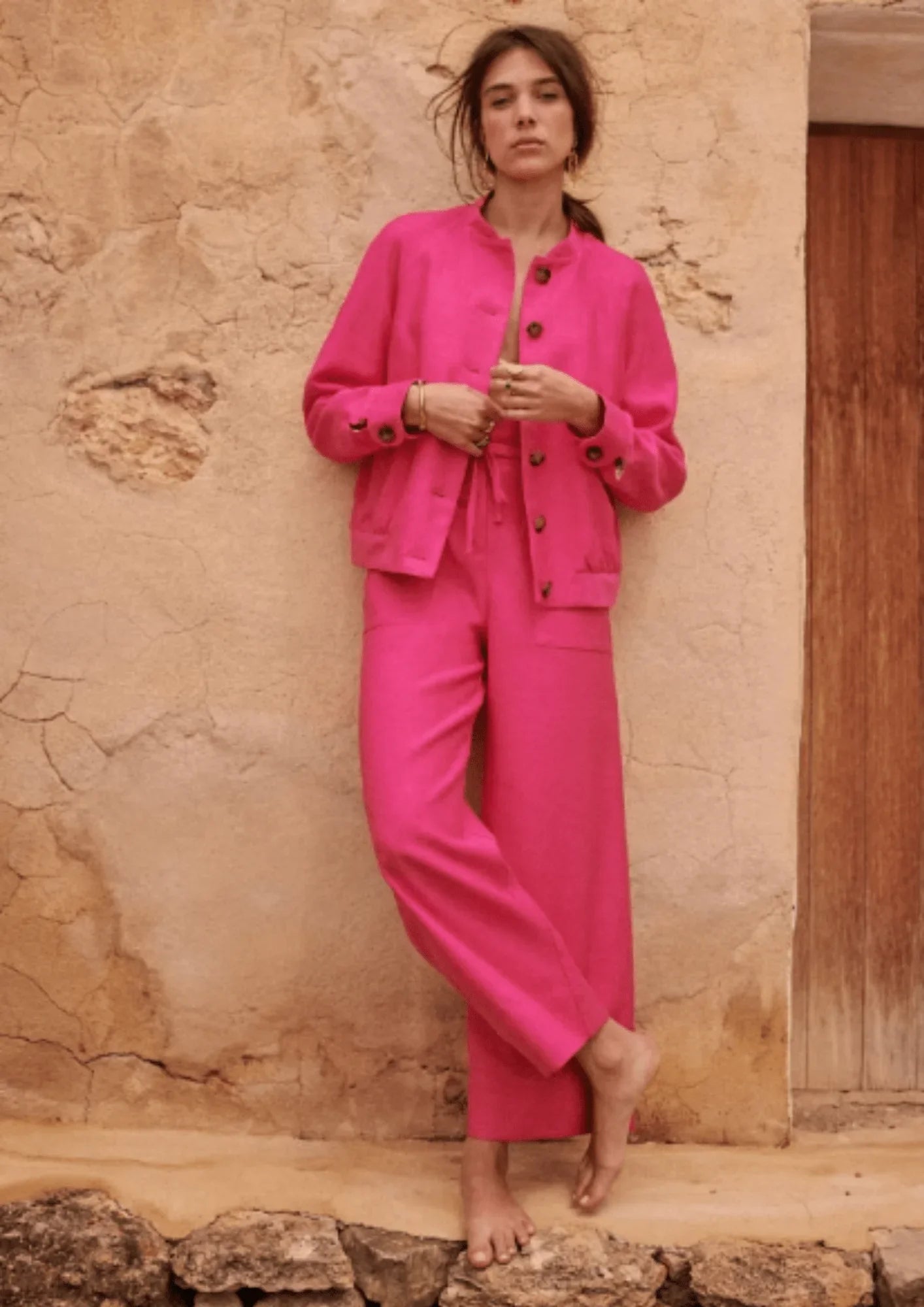 Pantalon de lin fuchsia jacques