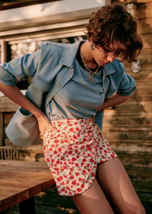 Roter Blumen -Pacome -Minirock