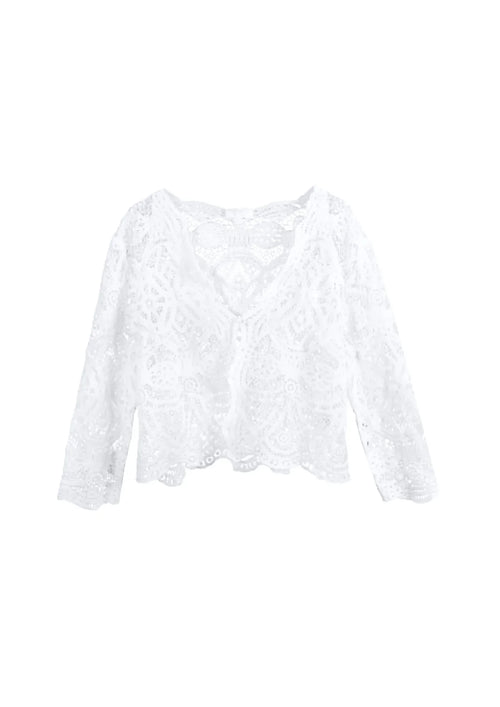 Weiße Guipure Bluse