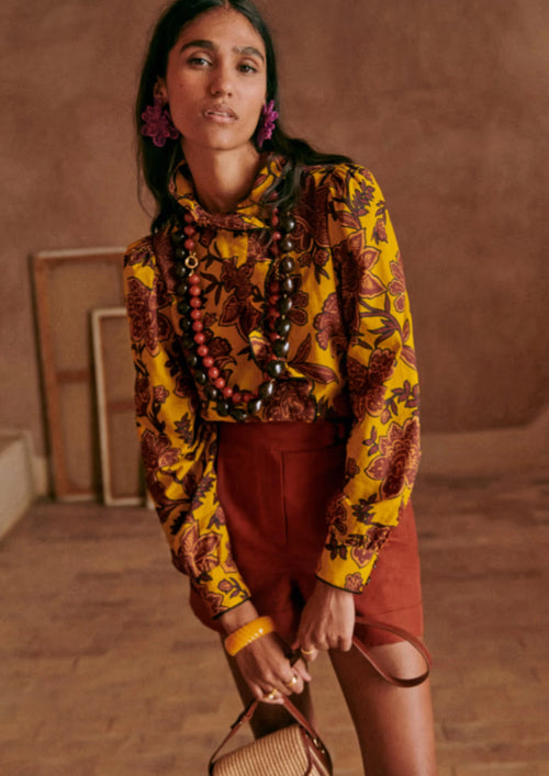 CHEMISE COLINE FLEURIE OCRE