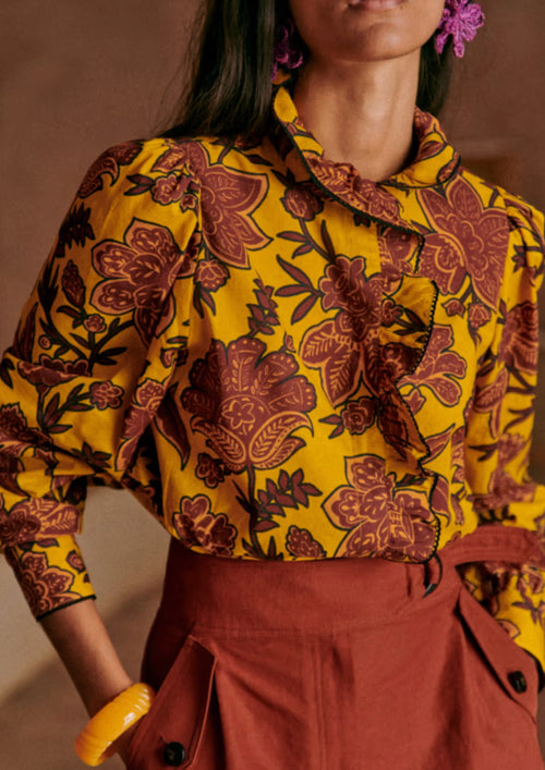 CHEMISE COLINE FLEURIE OCRE