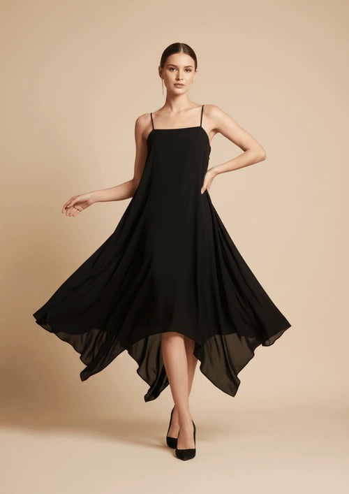FOLLOW ME BLACK MIDI DRESS