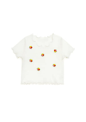 WHITE 3D FLORAL TOP