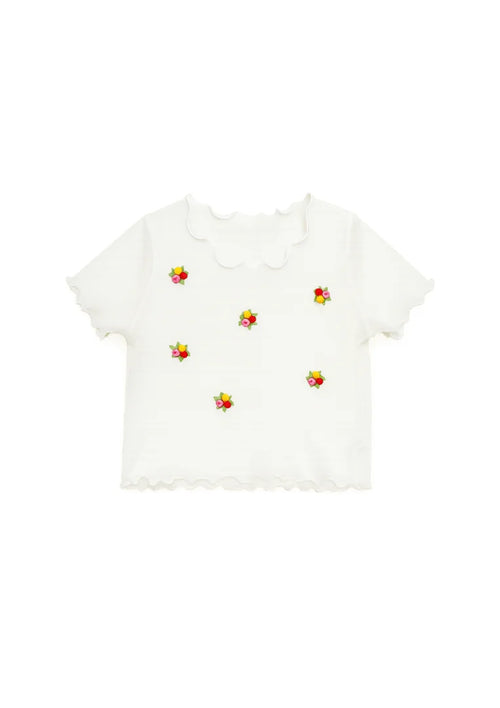 WHITE 3D FLORAL TOP