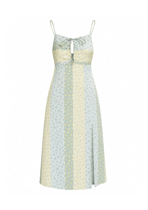 LIGHT GREEN DOTS MIDI DRESS