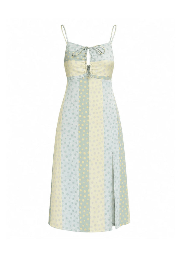 LIGHT GREEN DOTS MIDI DRESS