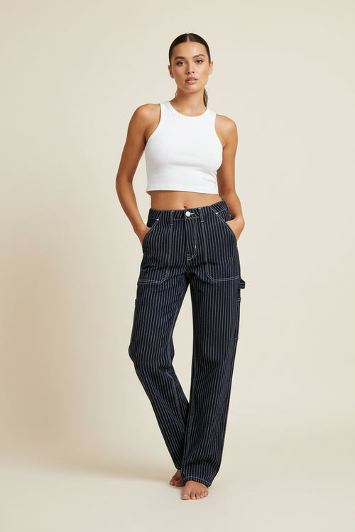 MARINEBLAUE GESTREIFTE HOSE