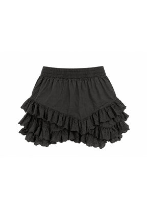 BLACK RUFFLED MINI SKIRT