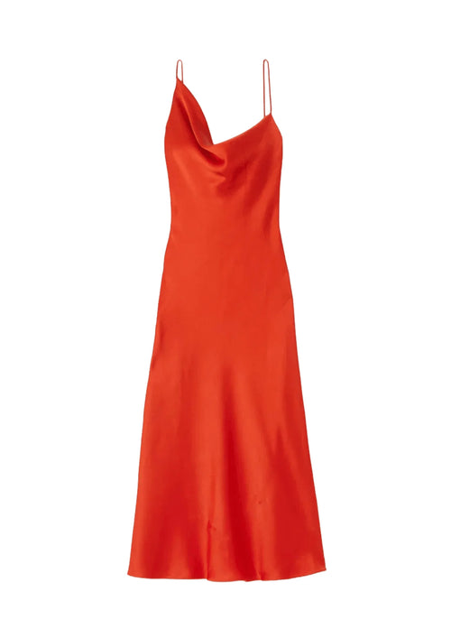 ORANGE ASYMMETRIC MIDI DRESS