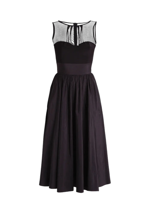 Dunkelblaues Midi-Long-Kleid