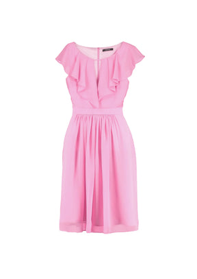 Rosa Kleid mit gekräuselten Kragen